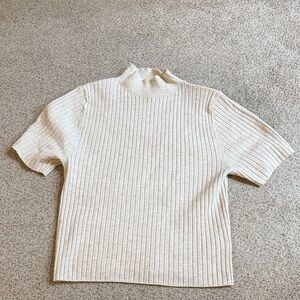 a new day Ribbed Mock Neck Short Sleeve Sweater Size Large